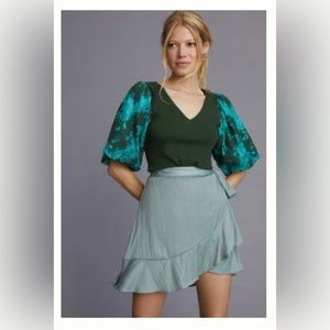 DOLAN/ANTHROPOLOGIE LACE PUFF-SLEEVE TOP